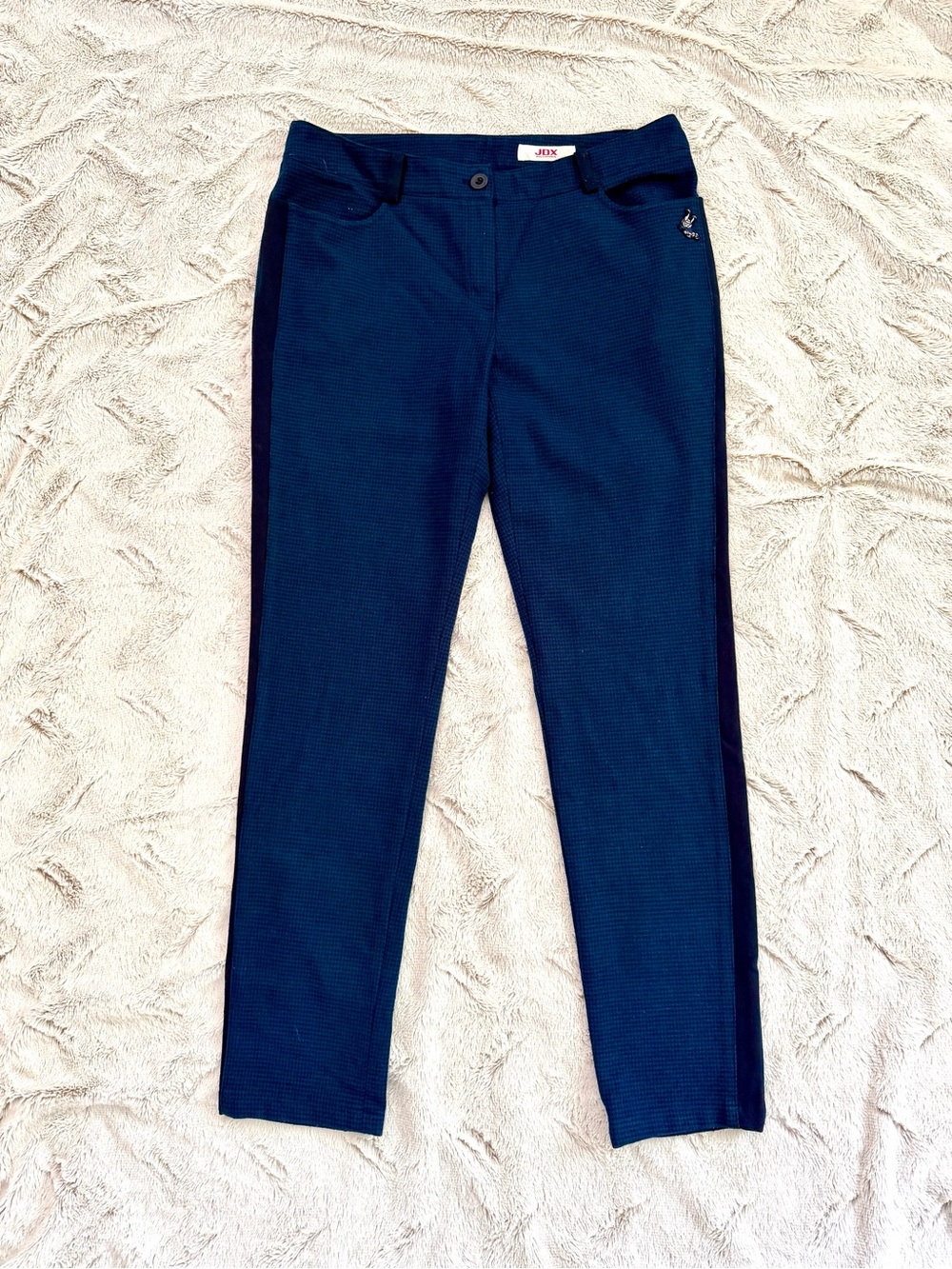 JDX Multisports Navy Blue Grid Plaid Golf Pants Trousers Women Sz 76 98 M US 6